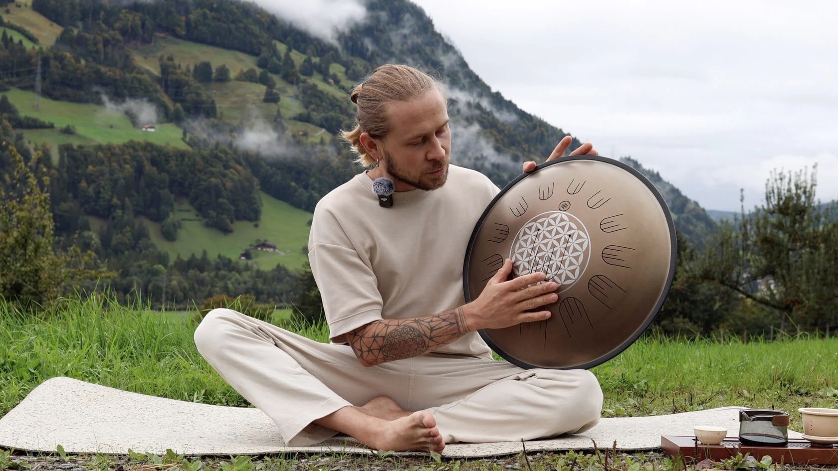 Denys playing handpan and tongue drum — lesson video preview